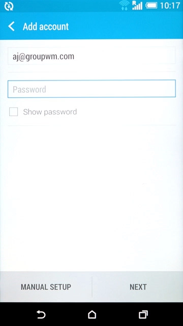 Press Password and key in the password for your email account.