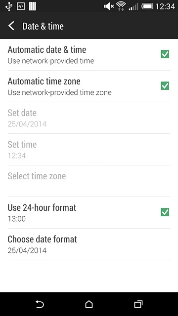 Press Automatic time zone until the function is turned on.