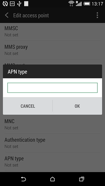 Key in default and press OK.