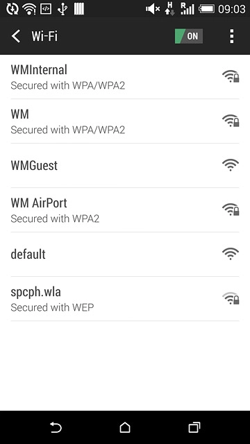 A list of Wi-Fi networks within range is displayed.Press the required Wi-Fi network.