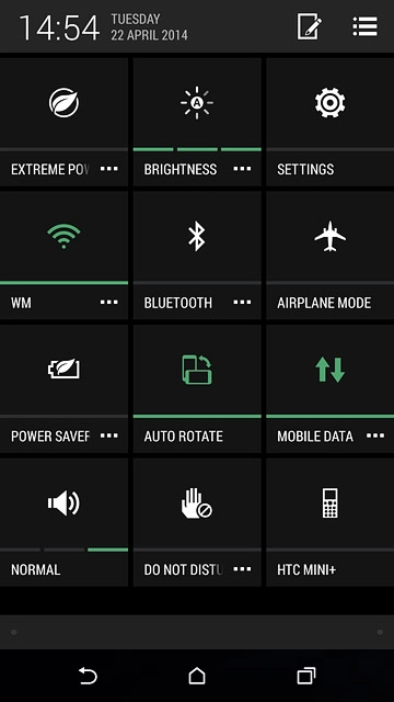 Slide two fingers down the display starting from the top edge of your phone.Press SETTINGS.