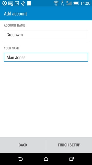 Press FINISH SETUP.Wait while your phone retrieves new email messages.
