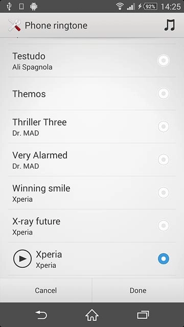 Press the required ring tone to listen to them.