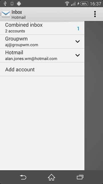 Press the required email account.