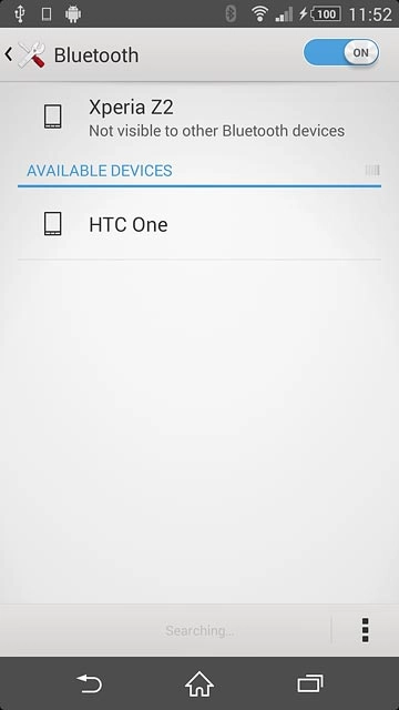 Make sure the other device is turned on and is ready to connect via Bluetooth.Your phone now searches for devices and after a moment, a list of Bluetooth devices within range is displayed.Press the required Bluetooth device.Follow the instructions on the display to pair the Bluetooth device with your phone.The new device is displayed on the list of paired devices.