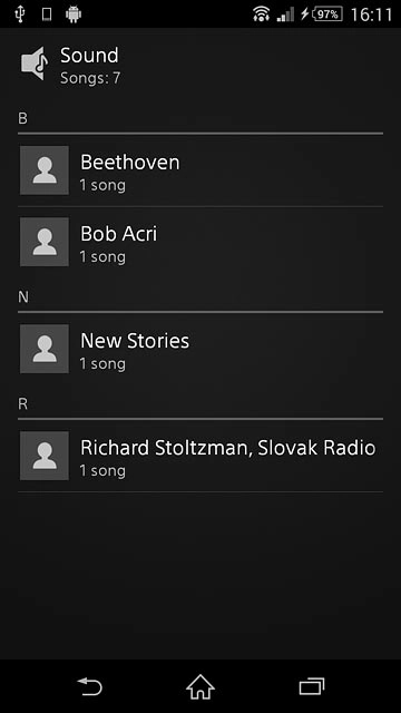 Press the required audio file.