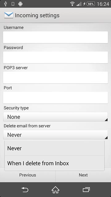 Press Never or When I delete from Inbox.