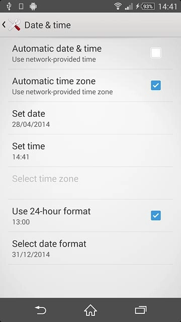 Press Automatic time zone until the function is turned on.