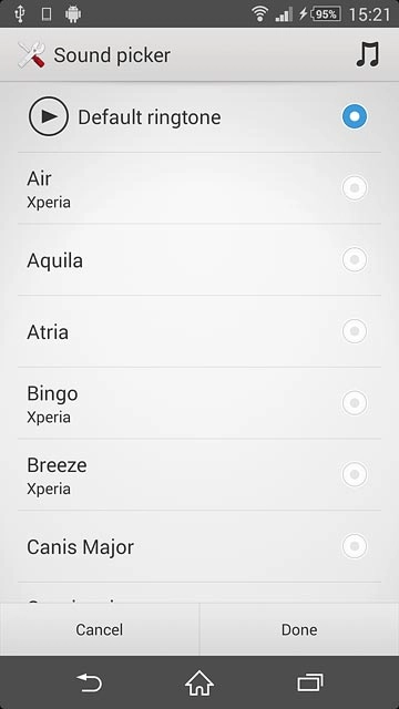 Once you've found a ring tone you like, press Done.