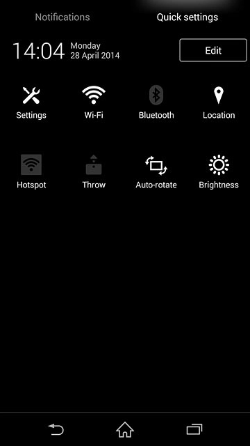 Slide two fingers down the display starting from the top edge of your phone.Press Settings.