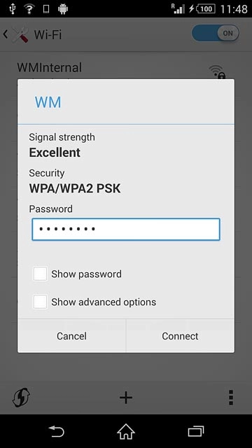 Follow the instructions on the display to select security settings, if required.Press Connect.