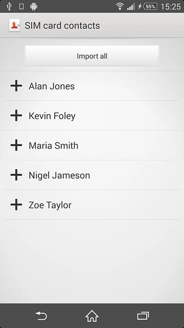 Press Import all.After a moment the contacts are copied.