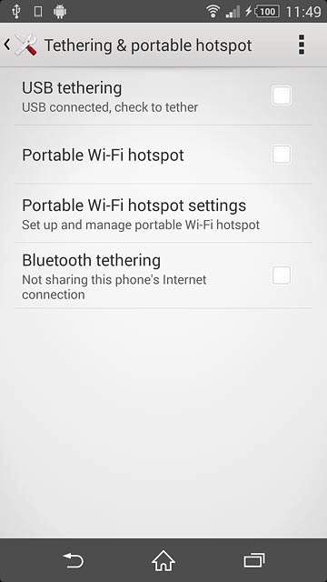 Press Portable Wi-Fi hotspot settings.