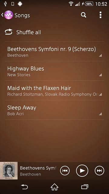 Press and hold the required audio file until a pop-up menu is displayed.