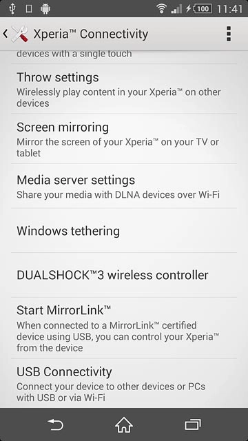 Press USB Connectivity.