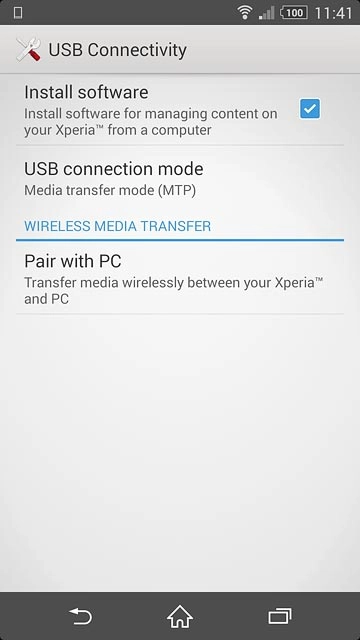 Press USB connection mode.