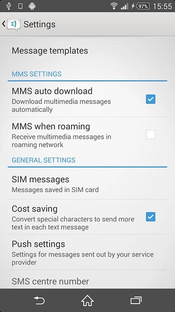 Press SMS centre number.