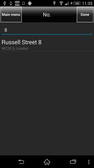 Press the required destination.