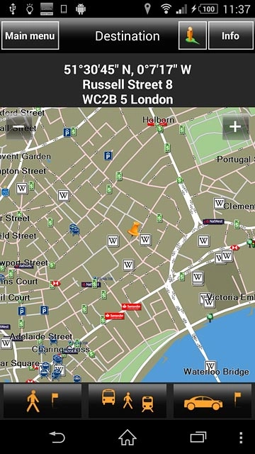 Press the required mode of transportation.