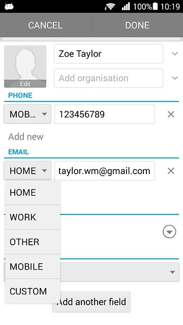 Press the required email type.