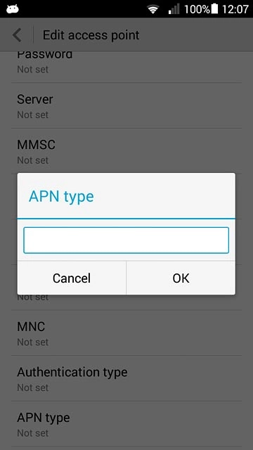 Key in default and press OK.