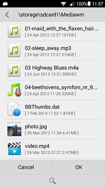Press the required file.