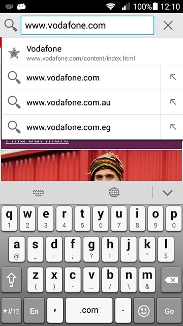 Key in the address of the required web page and press Go.