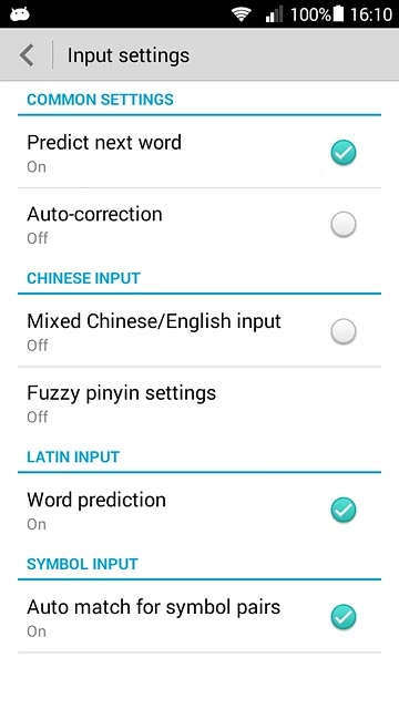 Press Predict next word until the function is turned on.