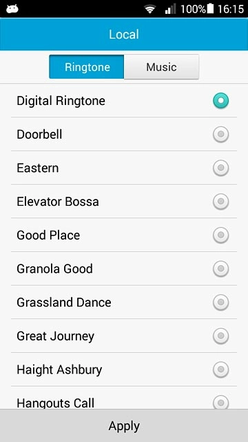 If you want to use one of your phone's default ring tones:Press Ringtone.