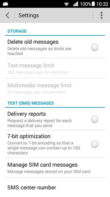 Press SMS center number.