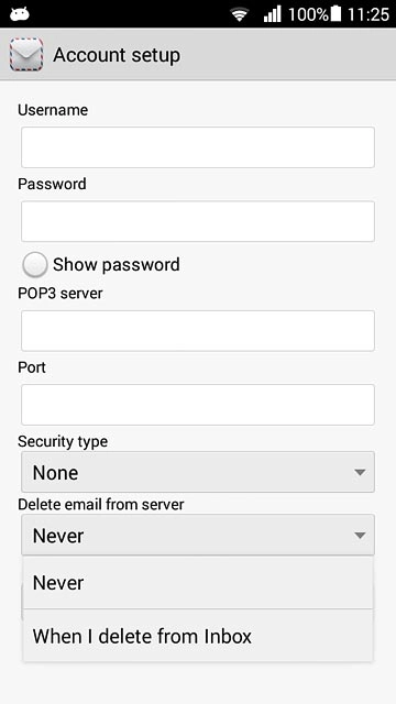 Press Never or When I delete from Inbox.