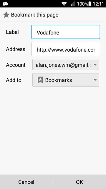 Edit the name of the bookmark and press OK.