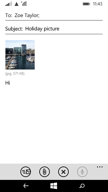 Press the send icon when you've finished your email message.
