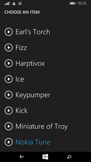 Once you've found a ring tone you like, press the required ring tone.
