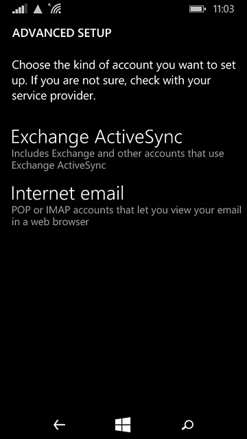 Press Internet email.