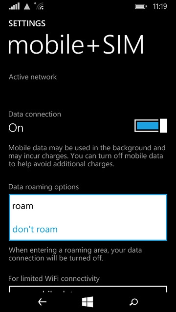 Press roam or don't roam.