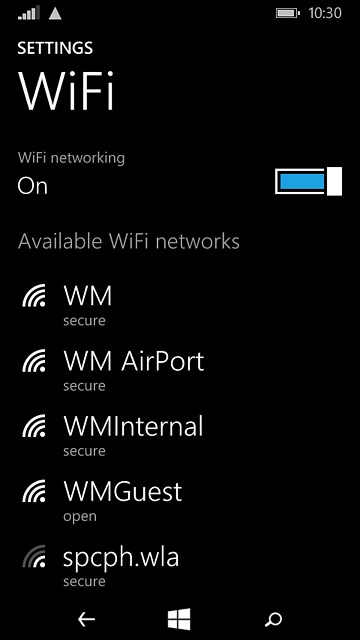 A list of Wi-Fi networks within range is displayed.Press the required Wi-Fi network.