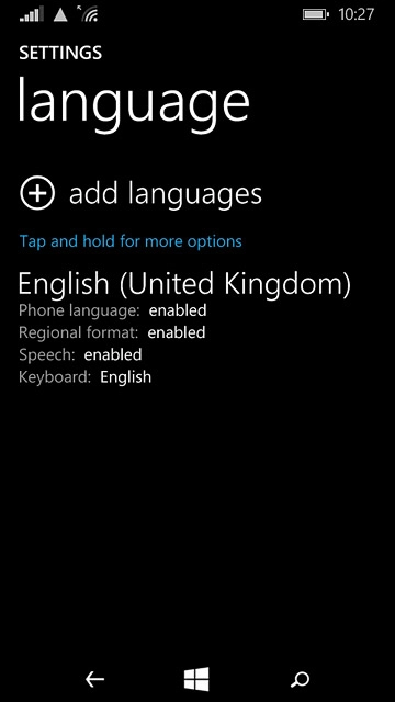 If the language isn't displayed on the list of languages:Press add languages.