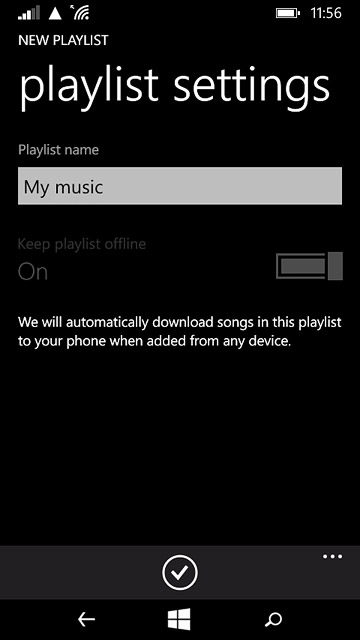 Key in a name for the playlist and press the confirm icon.