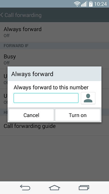 Key in +61414121121 and press Turn on.