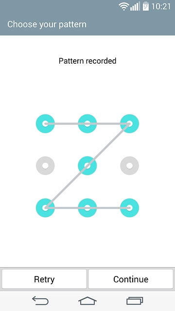 Press Continue.Repeat the selected phone lock code to confirm.