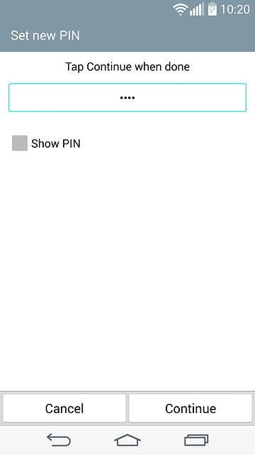 Key in the required phone lock code and press Continue.