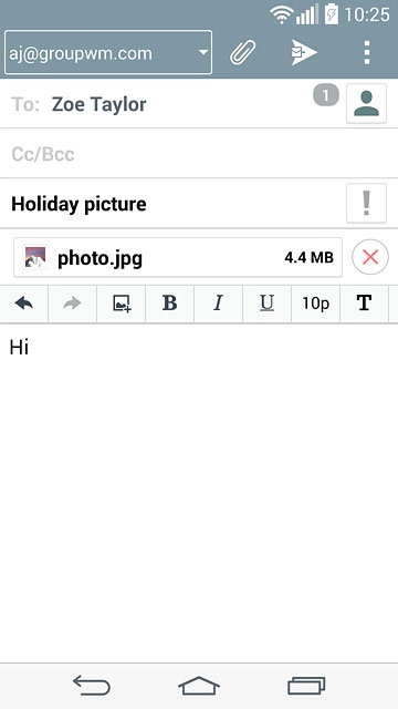 Press the send icon when you've finished your email message.