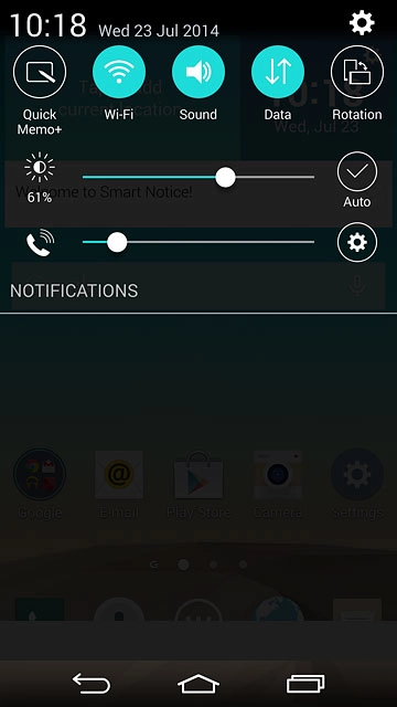 Slide your finger down the display starting from the top edge of your phone.Press the settings icon.