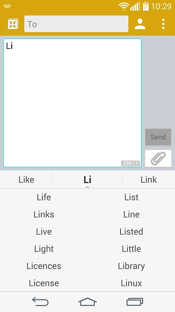 Press the required word to insert it.