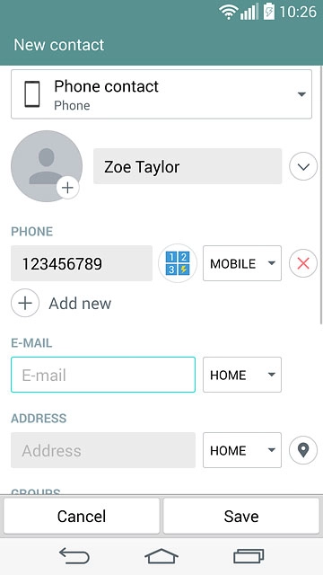 Press E-mail and key in the required email address.