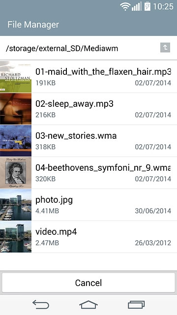 Press the required file.