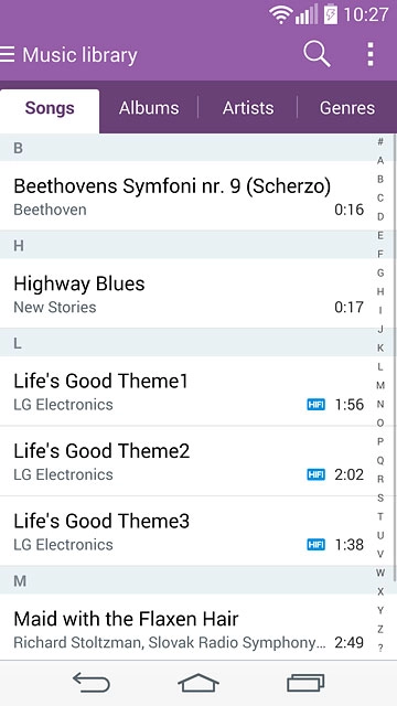 Press the required category.Go to the required audio file.