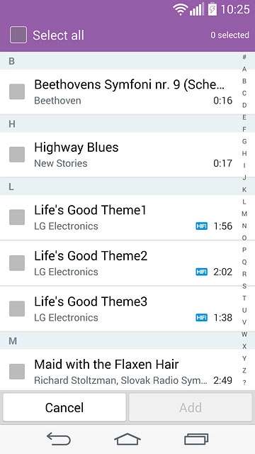 Press the required audio files.