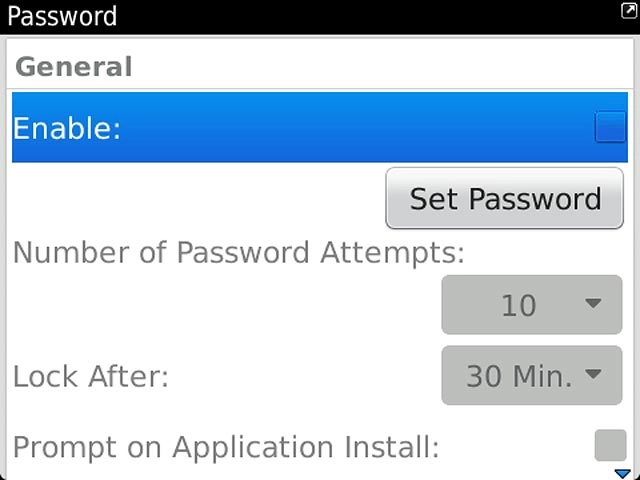 Press Enable to turn the function on or off.